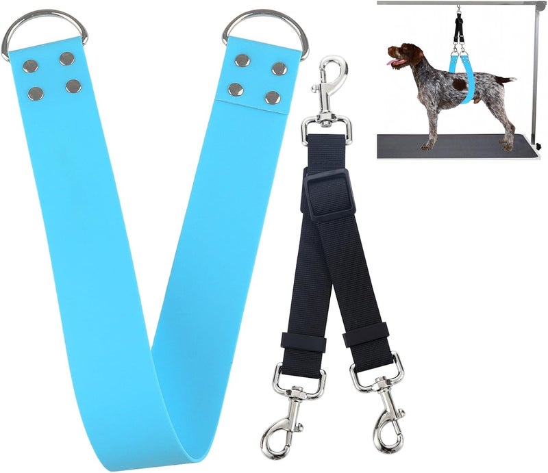 DISCPETSEC Pet Dog Grooming Belly Straps - 2 Inch Pet Dog Grooming Loops Sky Blue Groomer Belly Support Band Wide Waterproof Strong PVC Belly Loop Grooming Restraint for Pets Bathing Grooming (Sky Blue-Short) - Image 1